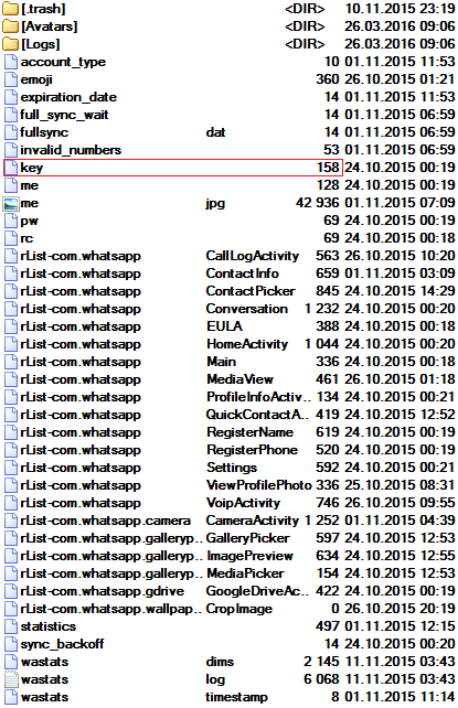 WhatsApp key recovery forensic wear. 