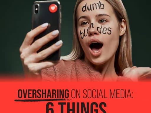 A young woman recording a video for her social media channel, appearing overly candid and oversharing personal information.