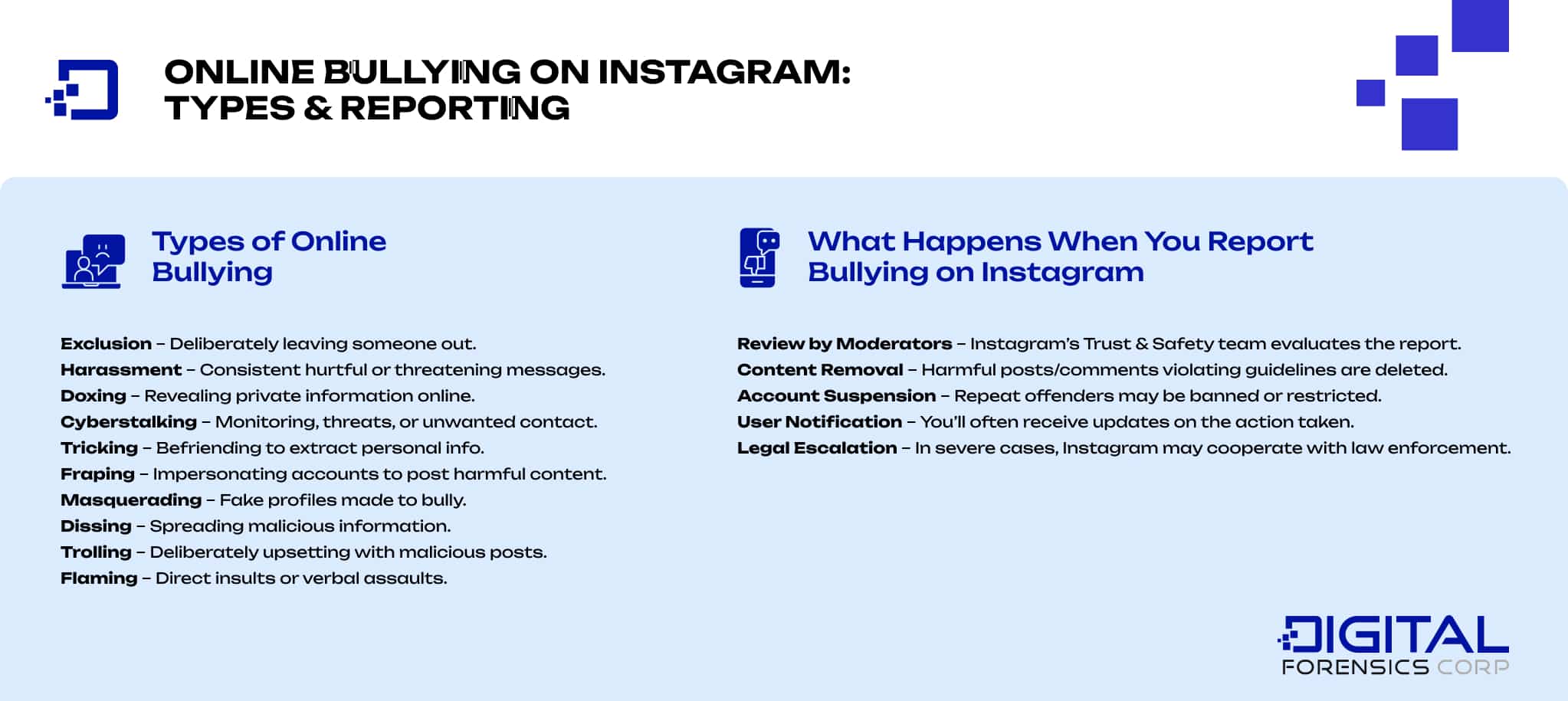 Online Bullying on Instagram -  Types & Reporting