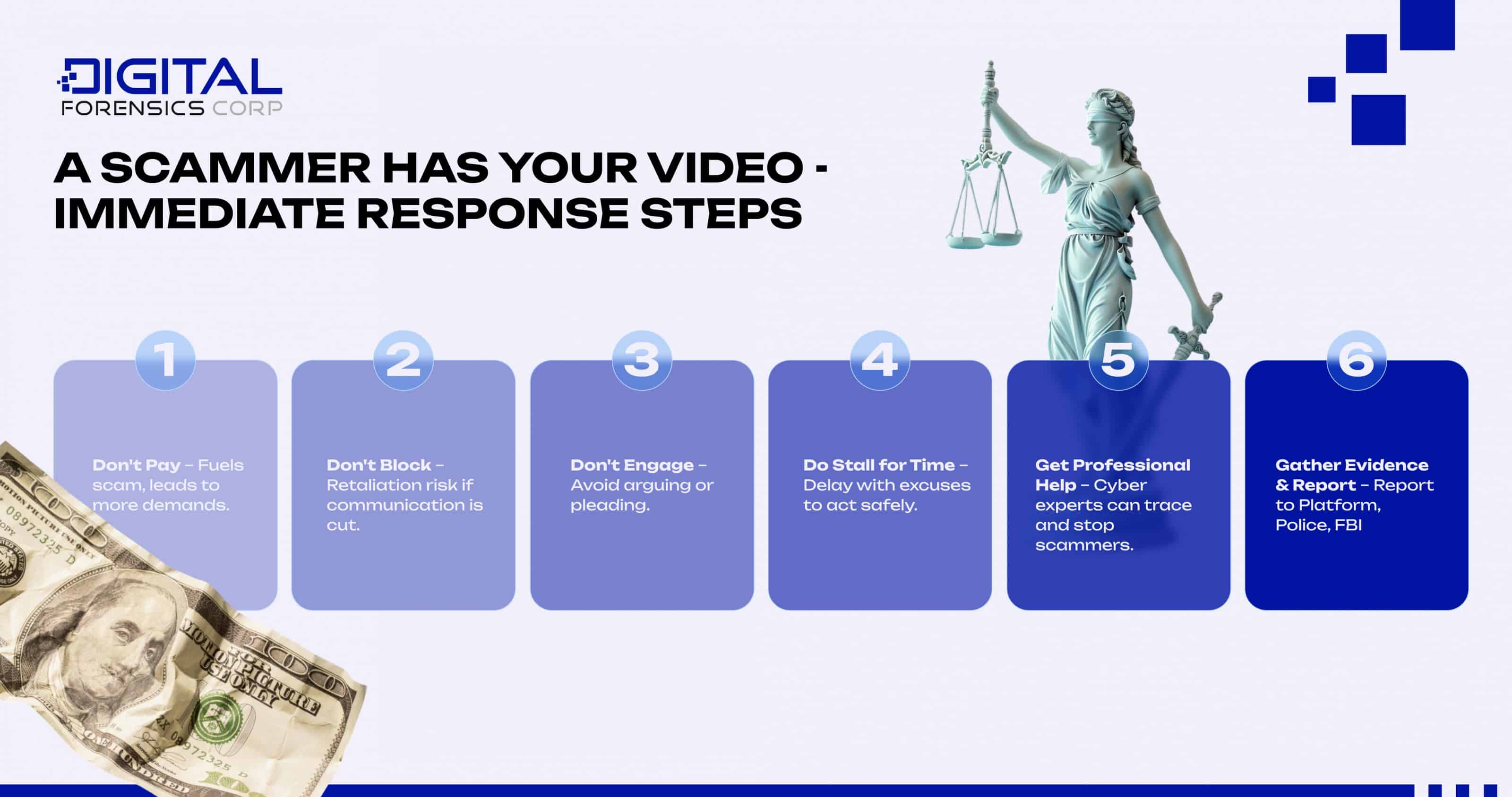 A Scammer Has Your Video: Immediate Response Steps - Infographics